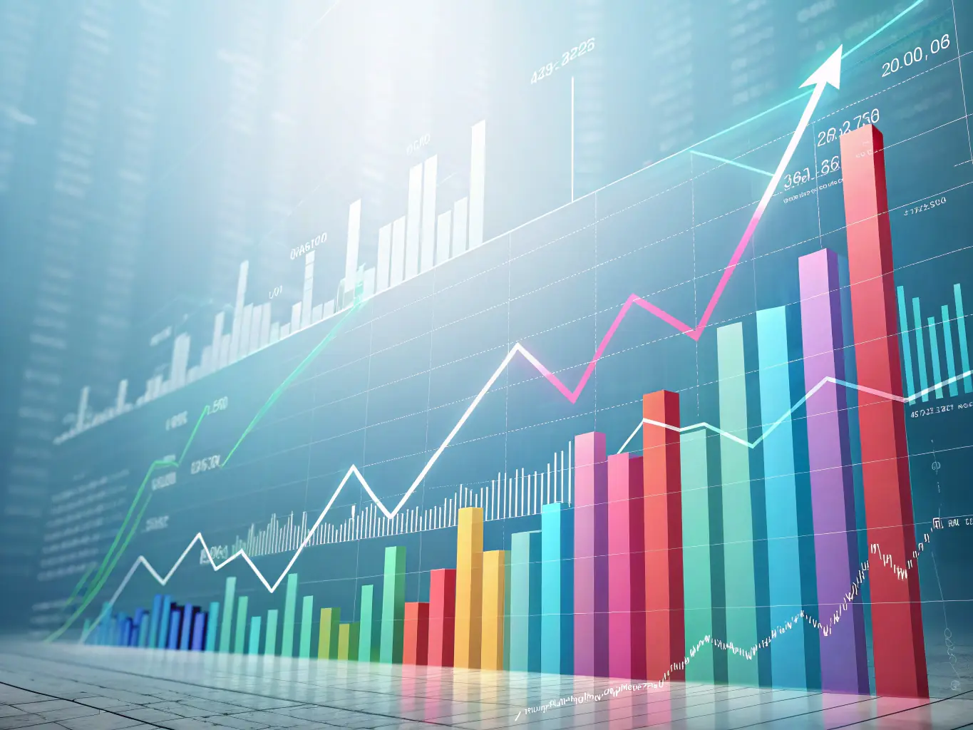 An image showing a diverse portfolio chart with upward trending arrows, symbolizing growth and stability in retirement investments.